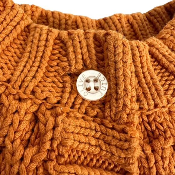 Olive Juice Girls Chunky Cardigan Sweater Medium Orange Pumpkin - Picture 4 of 6